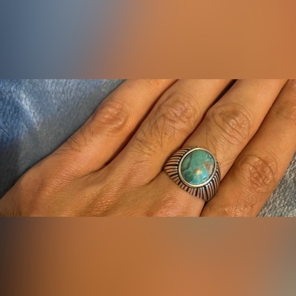 Natural Blue Turquoise 925 sterling silver